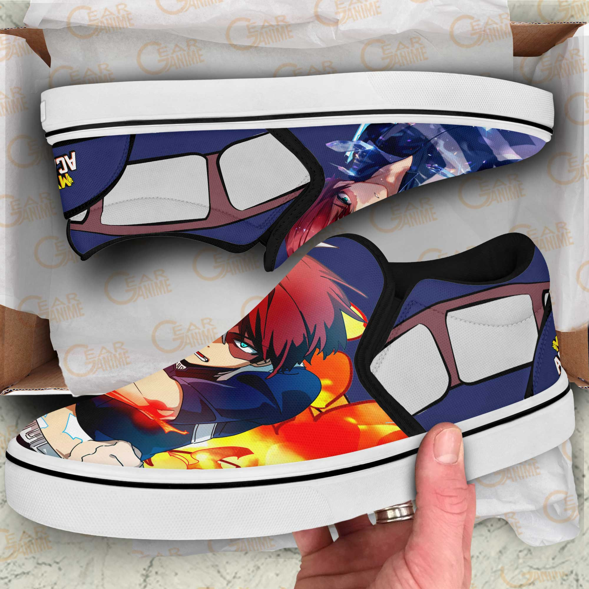 Shoto Todoroki Slip-On Shoes Canvas My Hero Academia Custom Anime Shoes