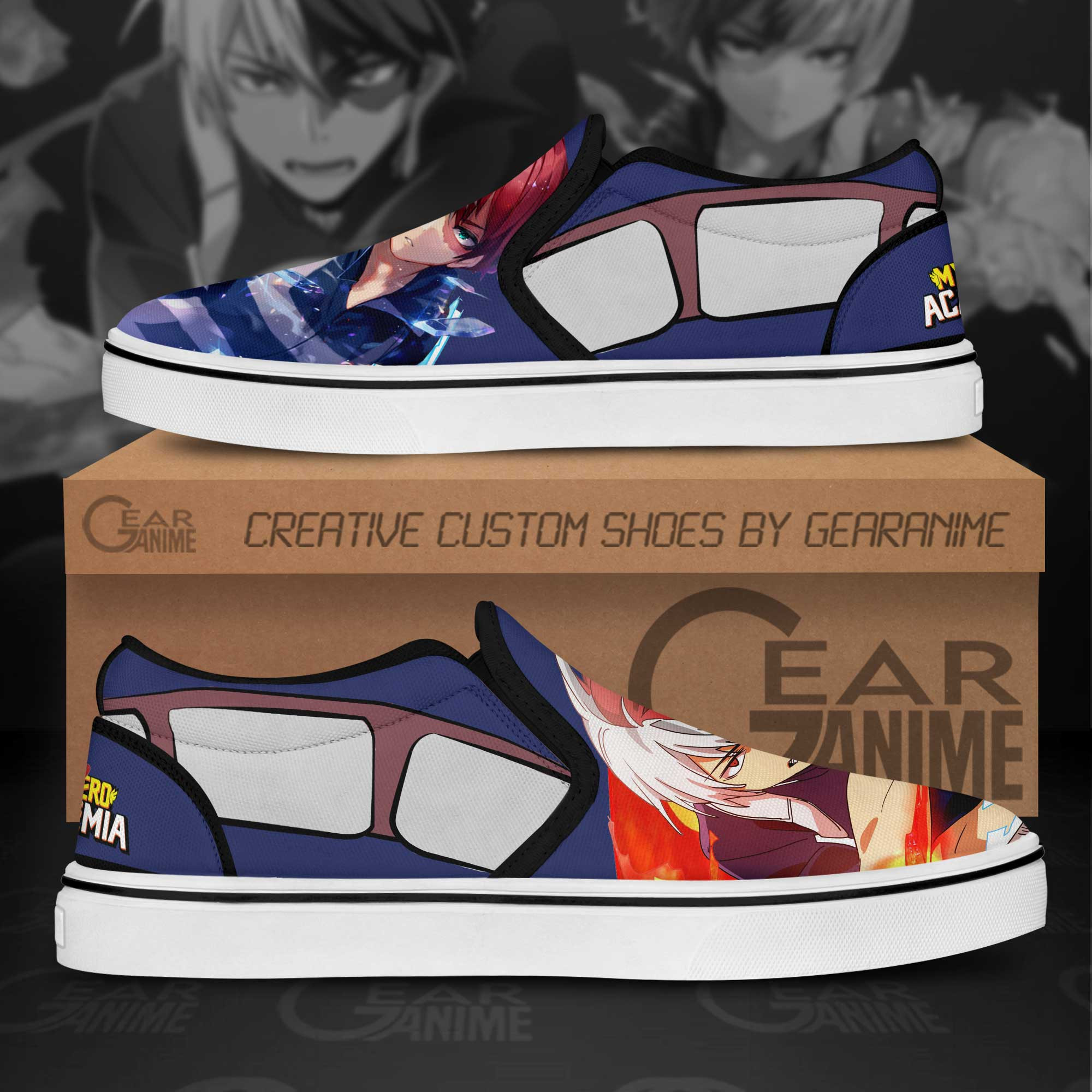 Shoto Todoroki Slip-On Shoes Canvas My Hero Academia Custom Anime Shoes