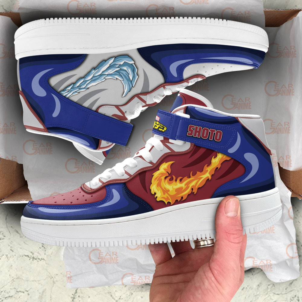 Shoto Todoroki Sneakers Air Mid Custom My Hero Academia Anime Shoes
