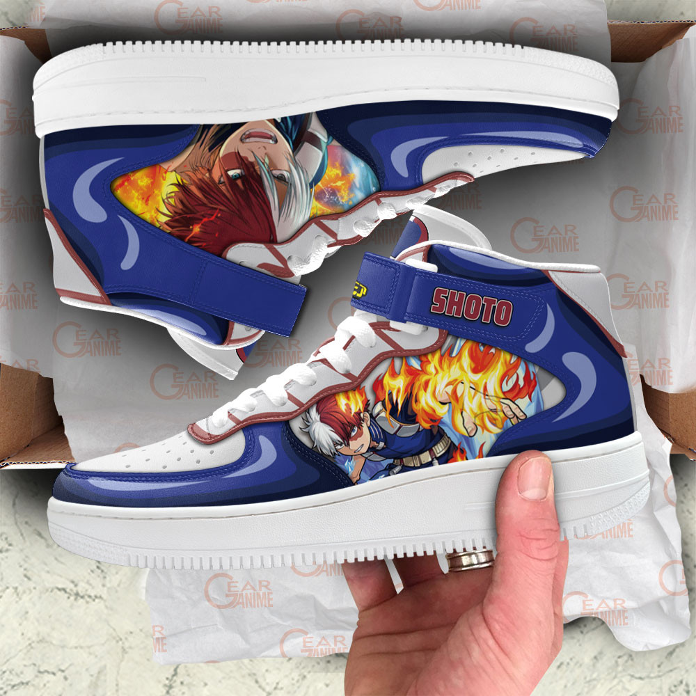 Shoto Todoroki Sneakers Air Mid Custom My Hero Academia Anime Shoes