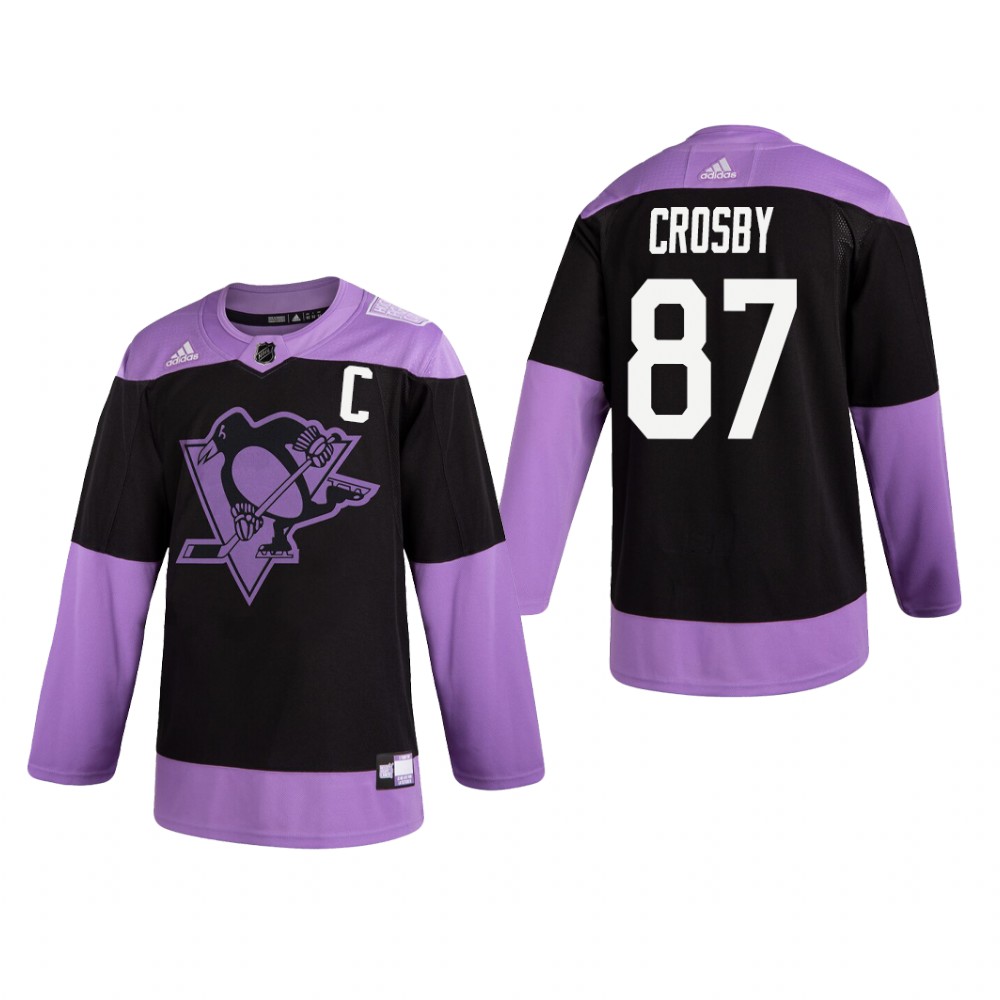Sidney Crosby #87 Pittsburgh Penguins 2019 Fights Cancer Black Practice Jersey