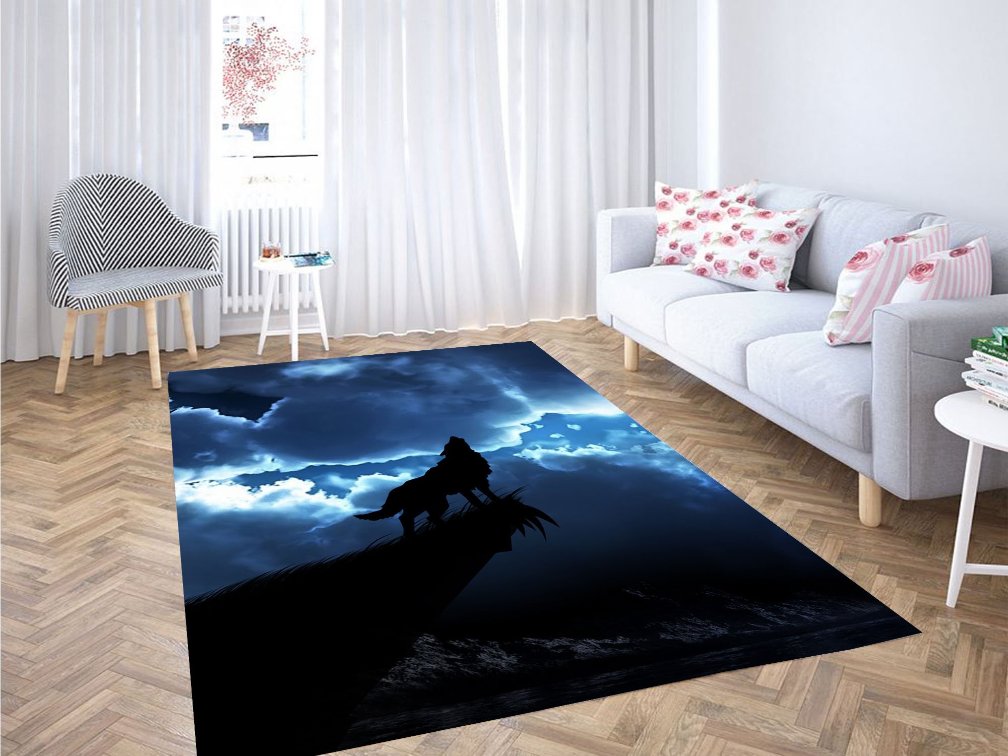 Silhouette Of Wolf Carpet Rectangle Rug