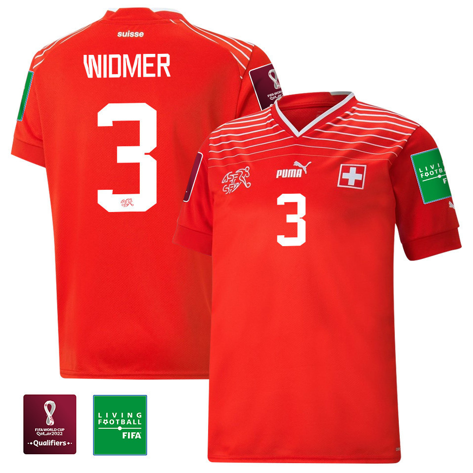 Silvan Widmer 3 Switzerland National Team FIFA World Cup Qatar 2022 Patch – Home Men Soccer Jersey