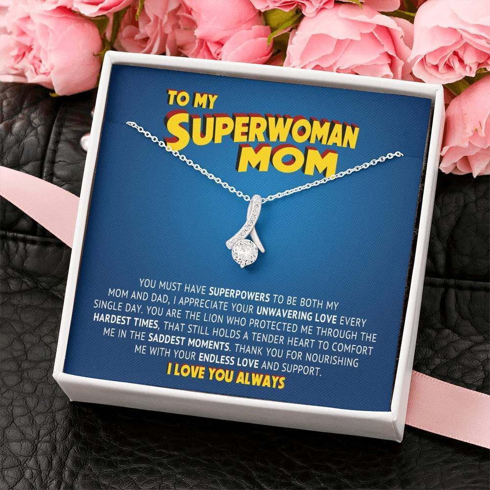 Silver Alluring Beauty Necklace Gift For Mom Superwoman Mom I Love You Always