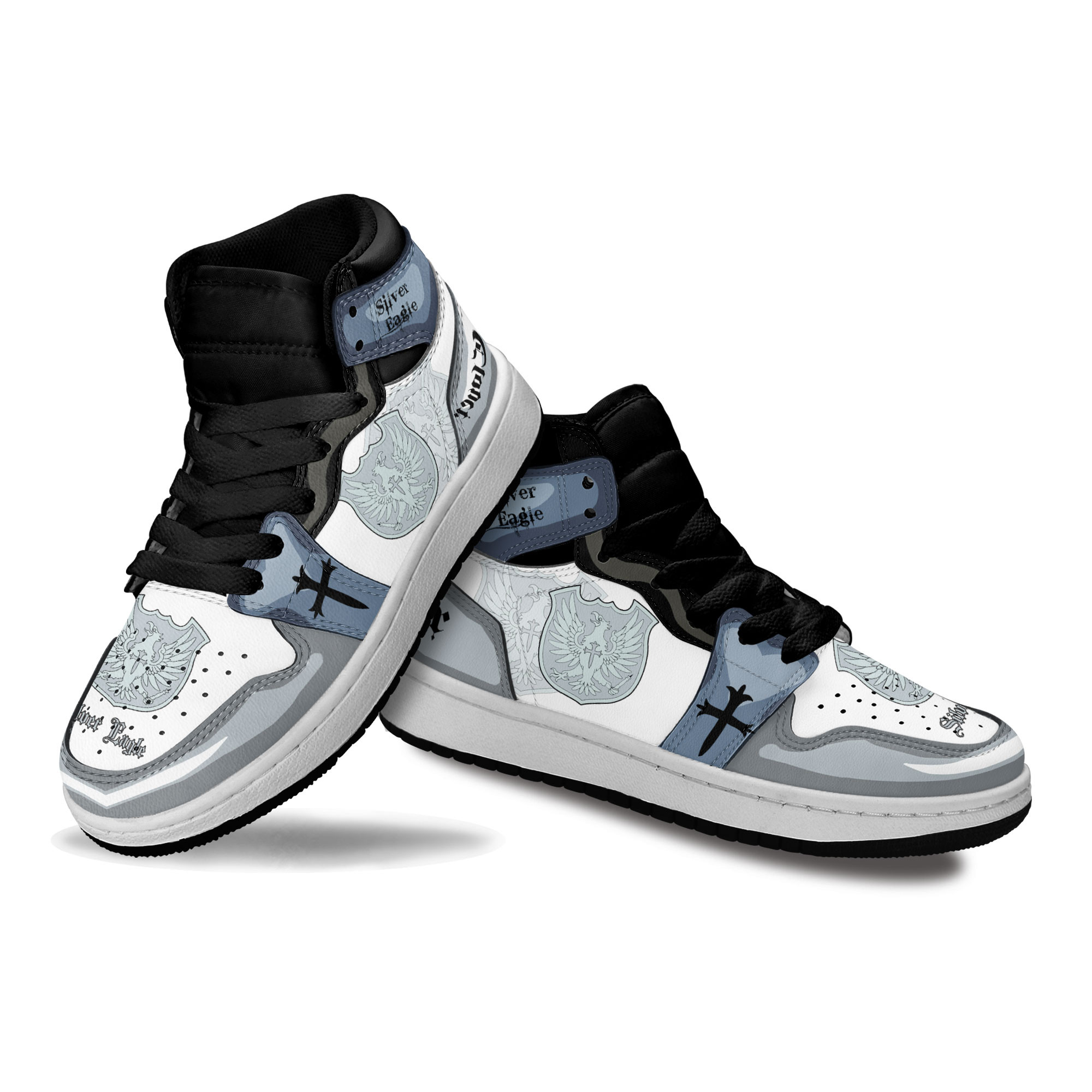 Silver Eagle Kids Sneakers Custom Black Clover Anime Shoes For Kids