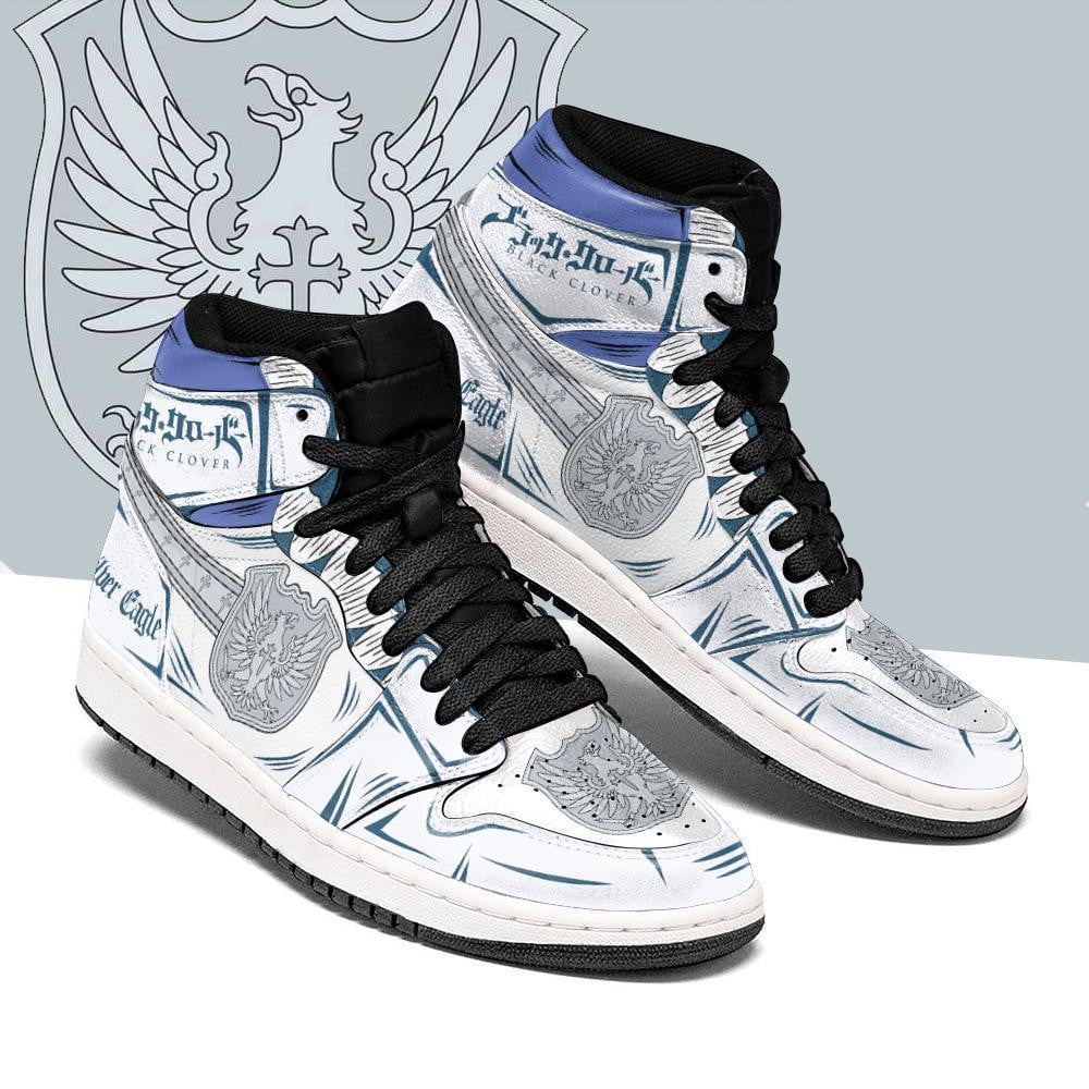 Silver Eagle Magic Knight JD1s Sneakers Black Clover JD1s Sneakers Anime, Air Jordan Hightop