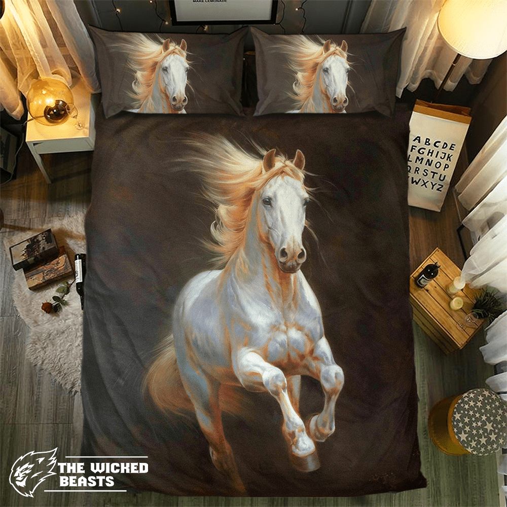 Silver Horse 3D Customized Duvet Cover Bedding Set