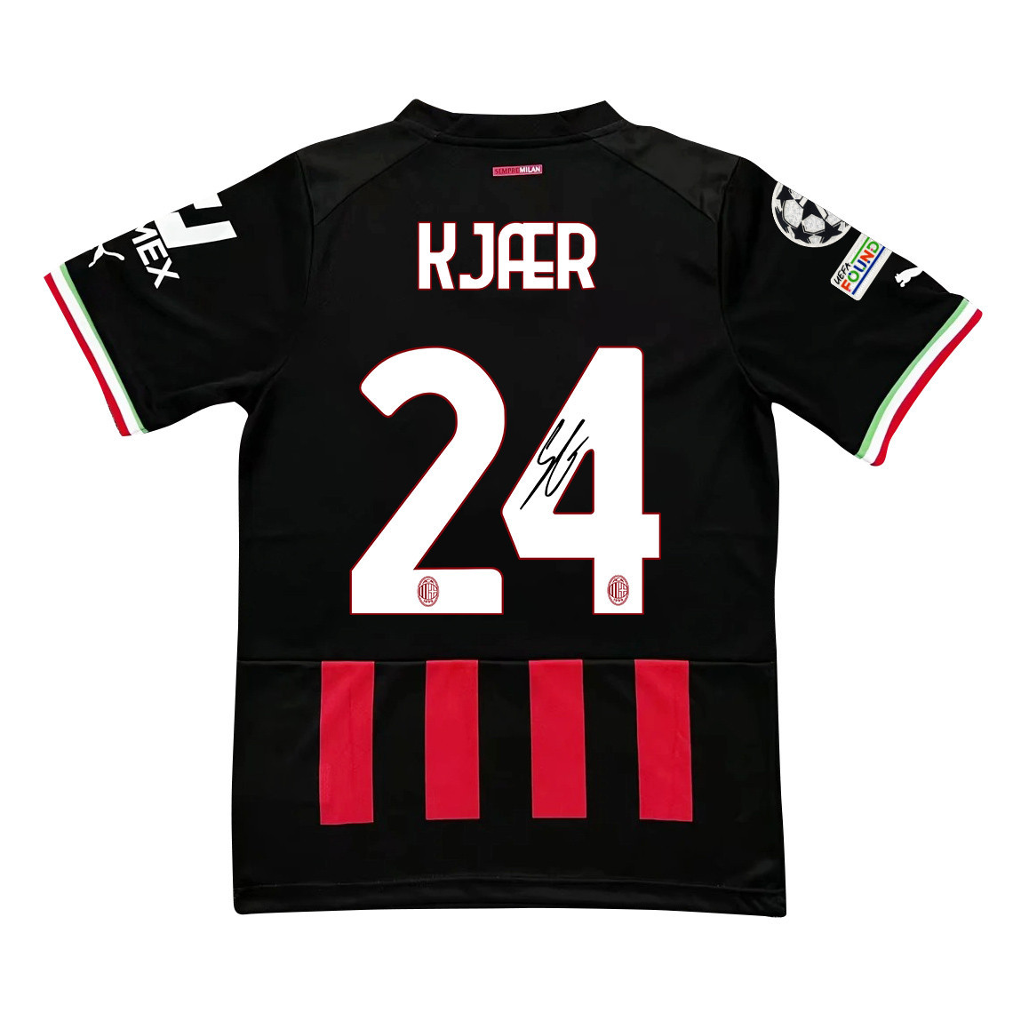 Simon Kjær 24 Signed AC Milan 2022/23 Home Men Soccer Jersey – Red/Black