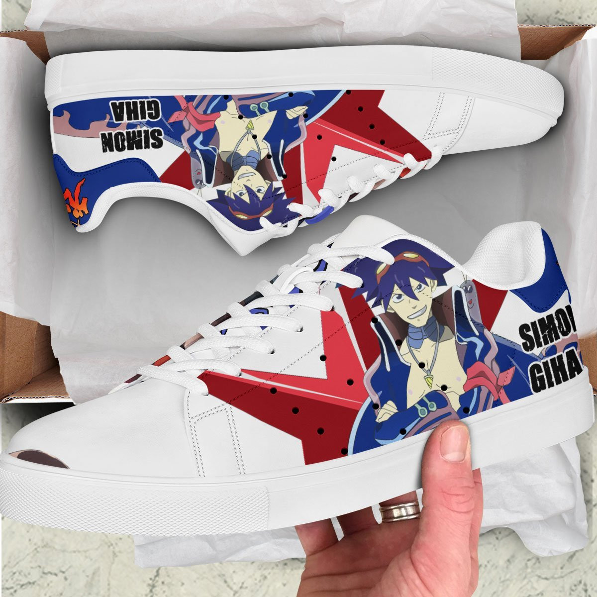 Simon the Digger Skate Sneakers Custom Gurren Lagann Anime Shoes