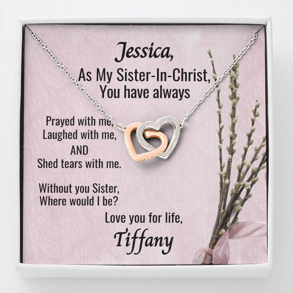 Sister-In-Christ Interlocking Hearts Necklace