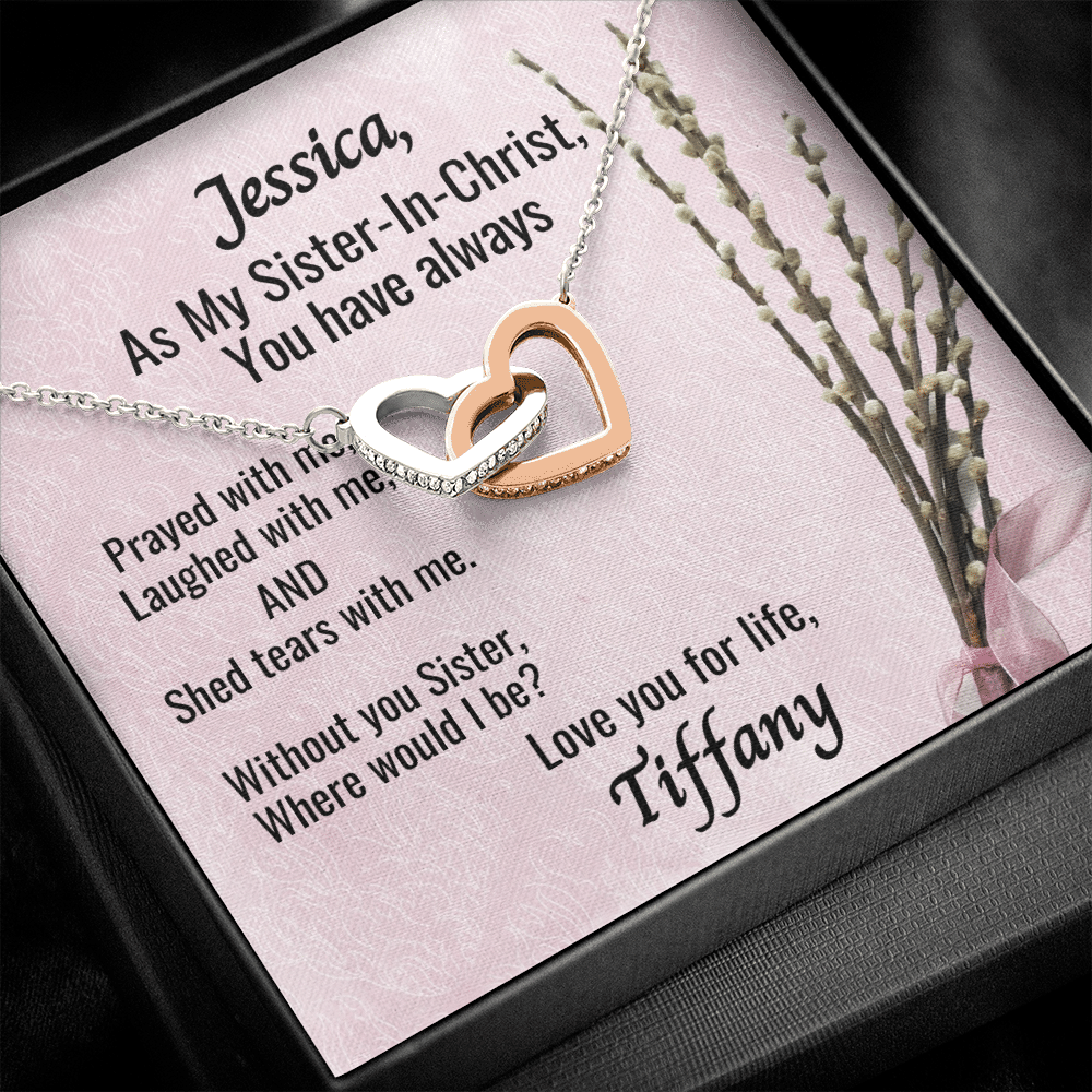 Sister-In-Christ Interlocking Hearts Necklace