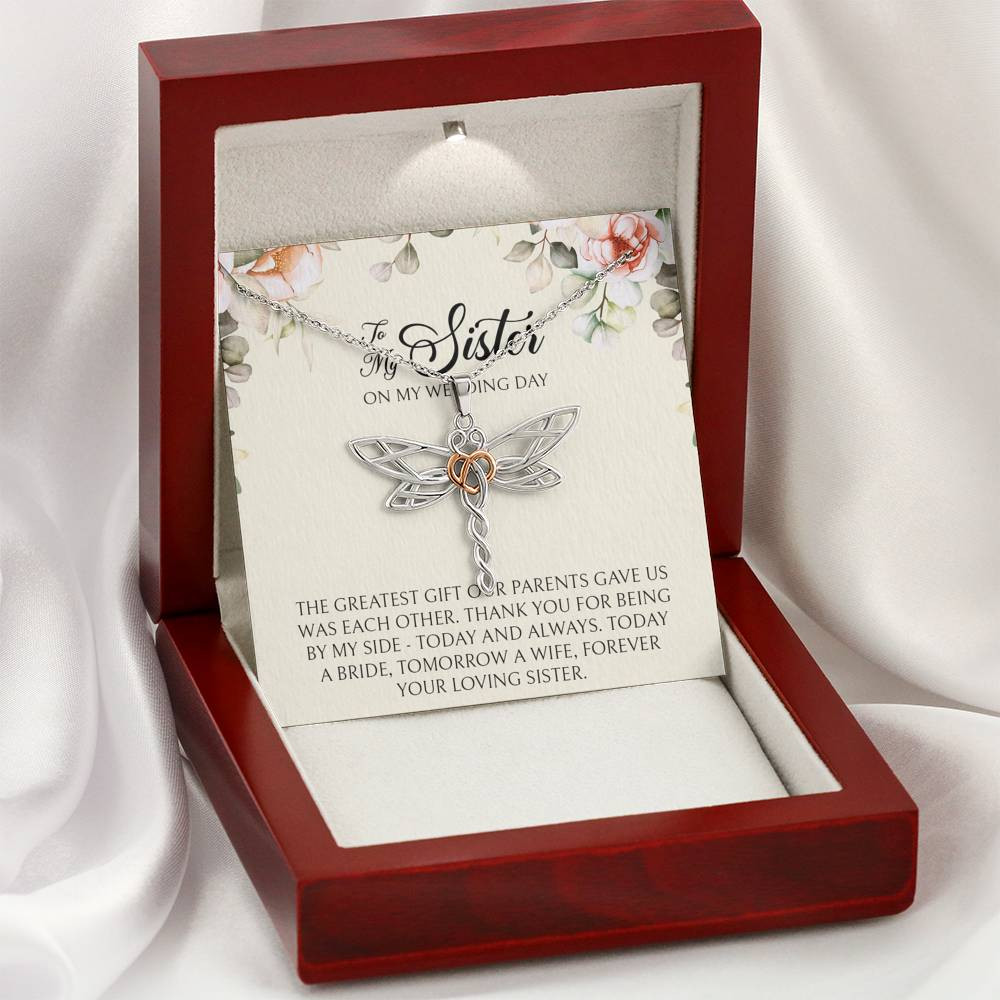 Sister of the Bride Gifts, Forever Your Loving Sister, Dragonfly Necklace For Women, Wedding Day Thank You Ideas From Bride