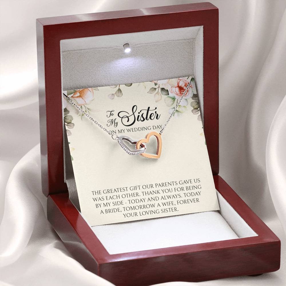 Sister of the Bride Gifts, Forever Your Loving Sister, Interlocking Heart Necklace For Women, Wedding Day Thank You Ideas From Bride