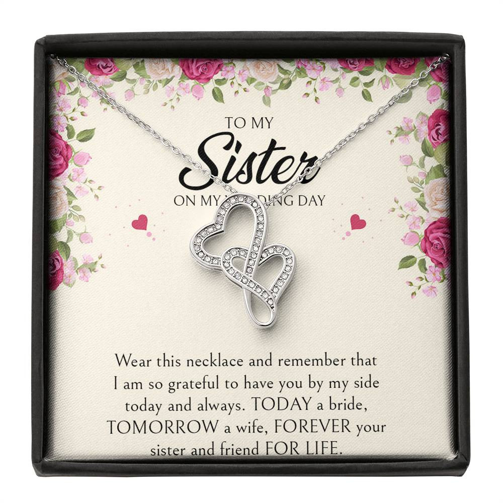 Sister of the Bride Gifts, I Am So Grateful To Have You, Double Heart Necklace For Women, Wedding Day Thank You Ideas From Bride