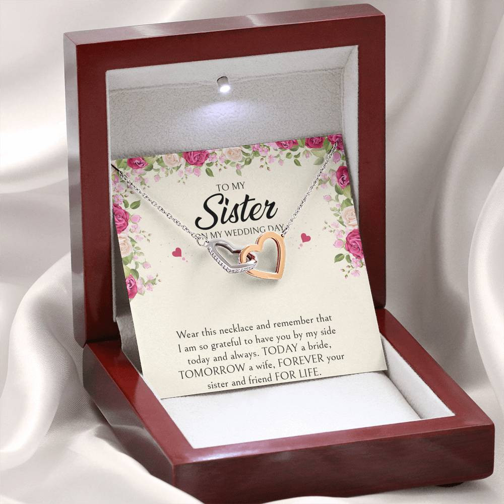 Sister of the Bride Gifts, I Am So Grateful To Have You, Interlocking Heart Necklace For Women, Wedding Day Thank You Ideas From Bride