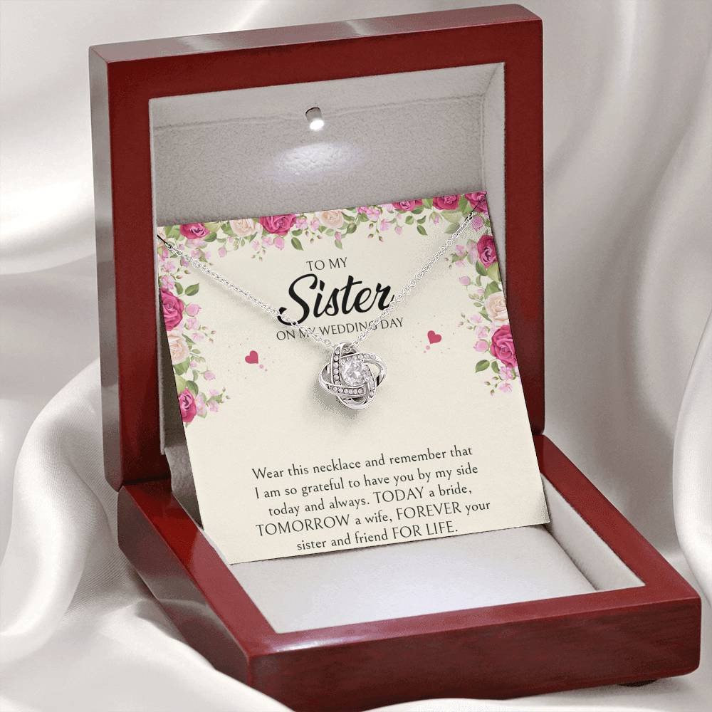 Sister of the Bride Gifts, I Am So Grateful To Have You, Love Knot Necklace For Women, Wedding Day Thank You Ideas From Bride