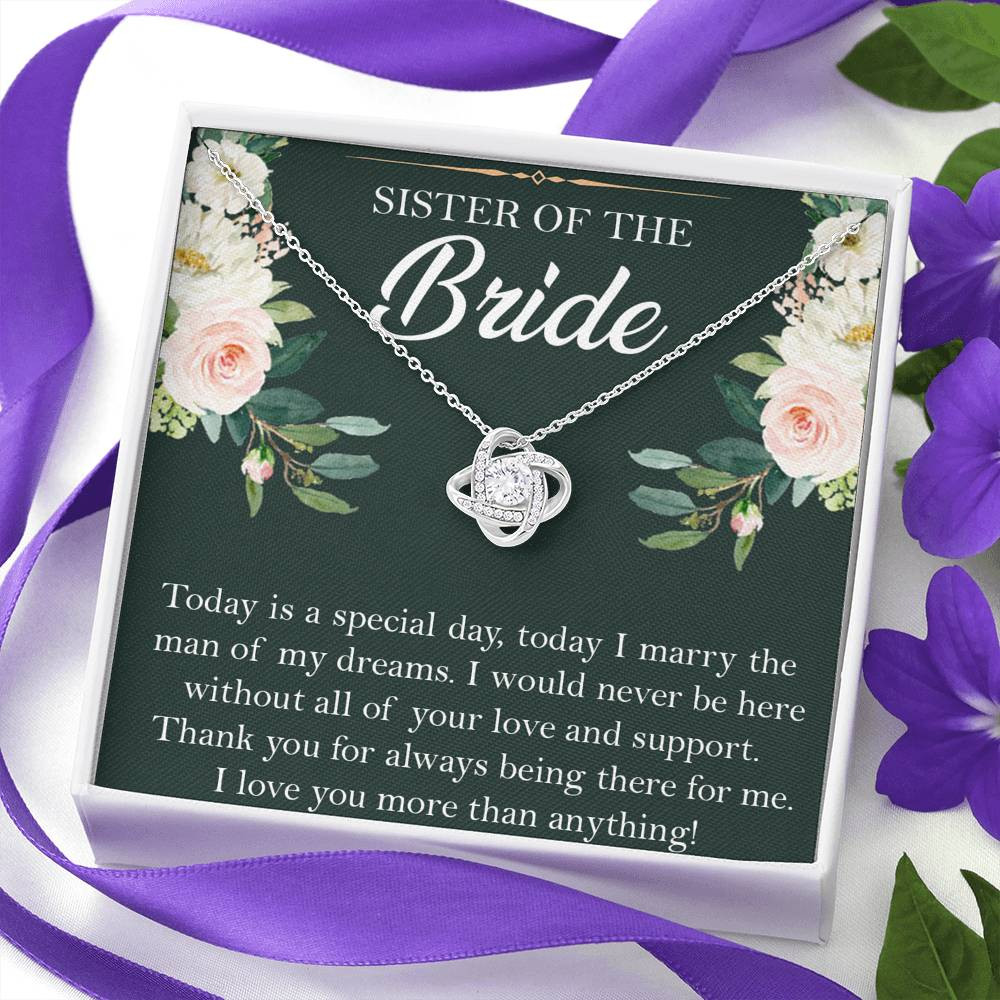 Sister of the Bride Gifts, Thank You for Being There, Love Knot Necklace For Women, Wedding Day Thank You Ideas From Bride