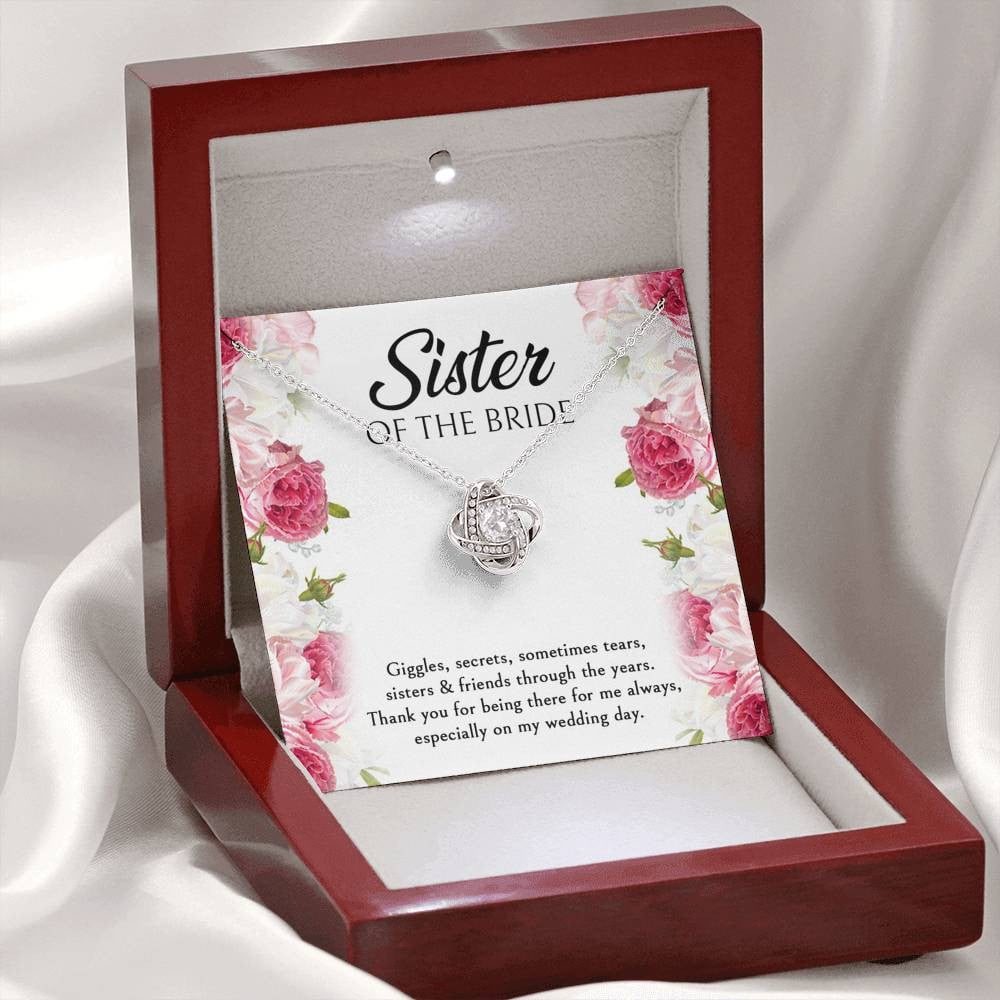 Sister of the Bride Gifts, Thanks For Being There, Love Knot Necklace For Women, Wedding Day Thank You Ideas From Bride