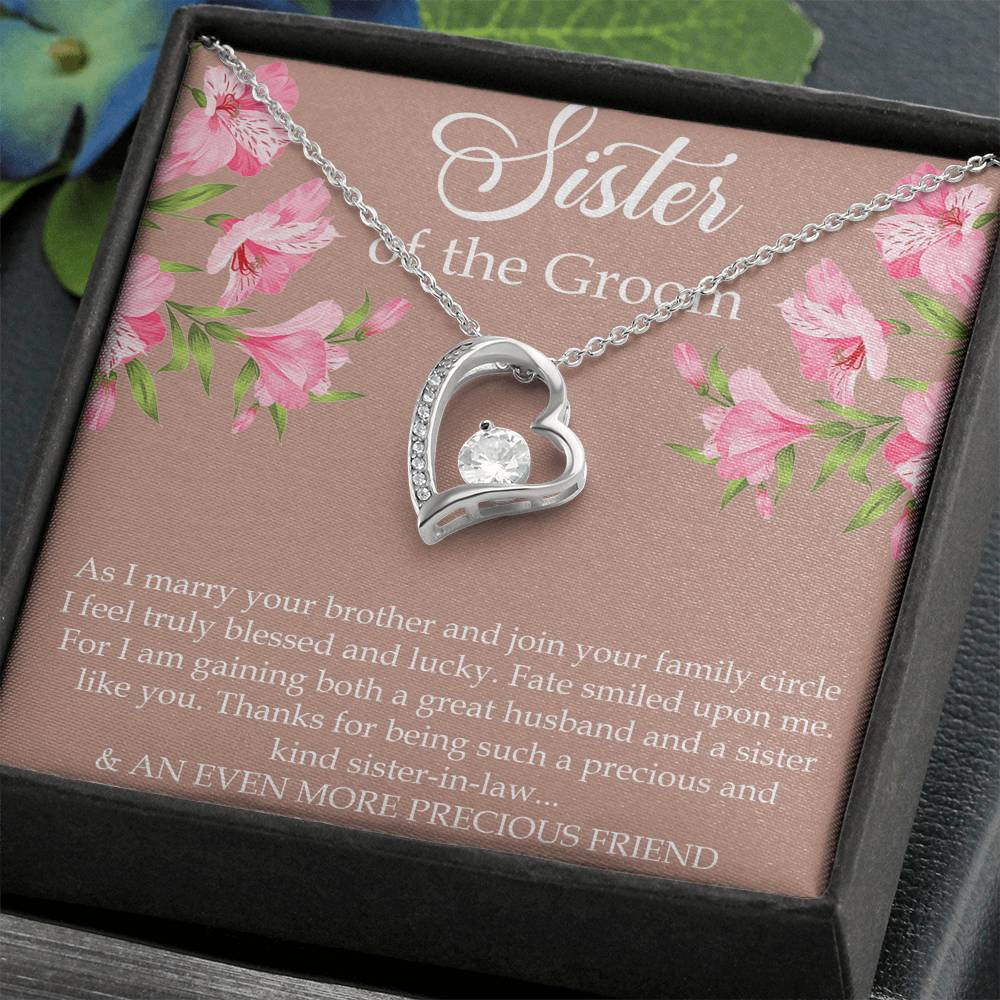 Sister of the Groom Gifts, As I Marry Your Brother, Forever Love Heart Necklace For Women, Wedding Day Thank You Ideas From Bride