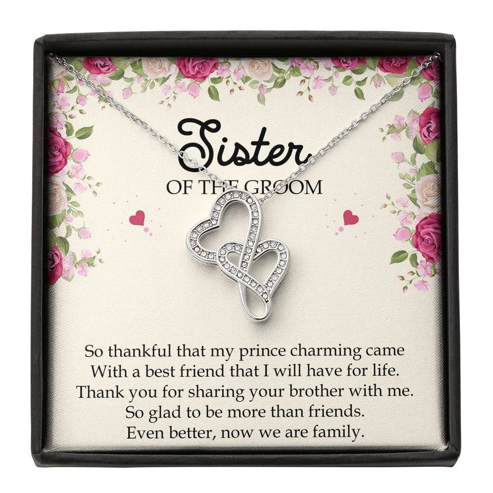 Sister Of The Groom Gifts, So Glad To Be More Than Friends, Double Heart Necklace For Women, Wedding Day Thank You Ideas From Bride