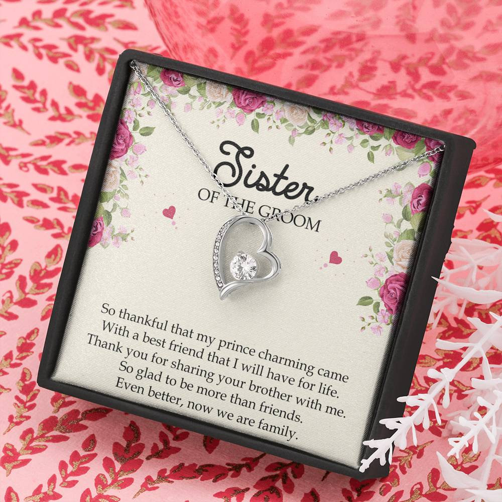 Sister Of The Groom Gifts, So Glad To Be More Than Friends, Forever Love Heart Necklace For Women, Wedding Day Thank You Ideas From Bride