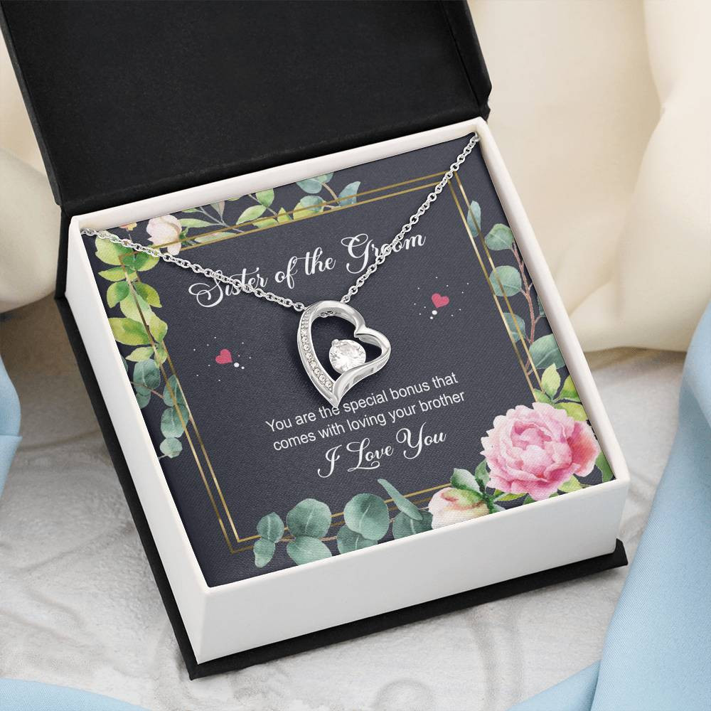 Sister of the Groom Gifts, You Are The Special Bonus, Forever Love Heart Necklace For Women, Wedding Day Thank You Ideas From Bride