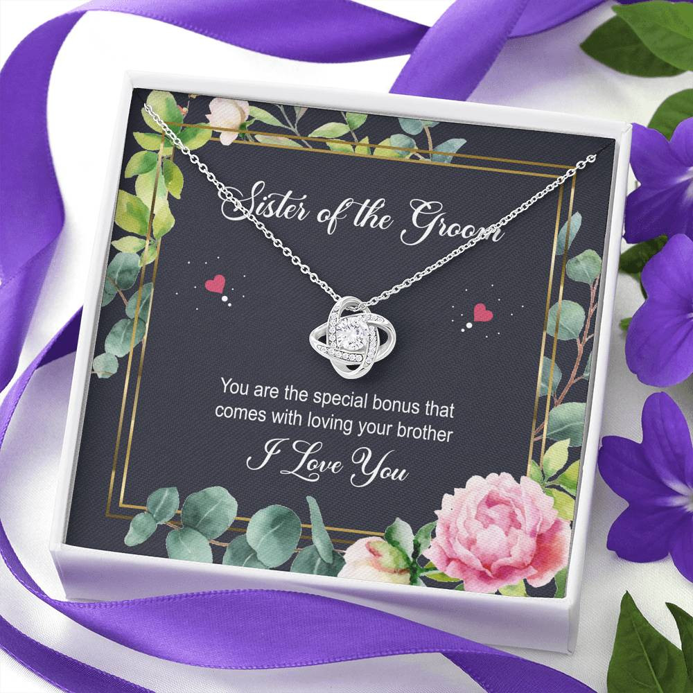 Sister of the Groom Gifts, You Are The Special Bonus, Love Knot Necklace For Women, Wedding Day Thank You Ideas From Bride