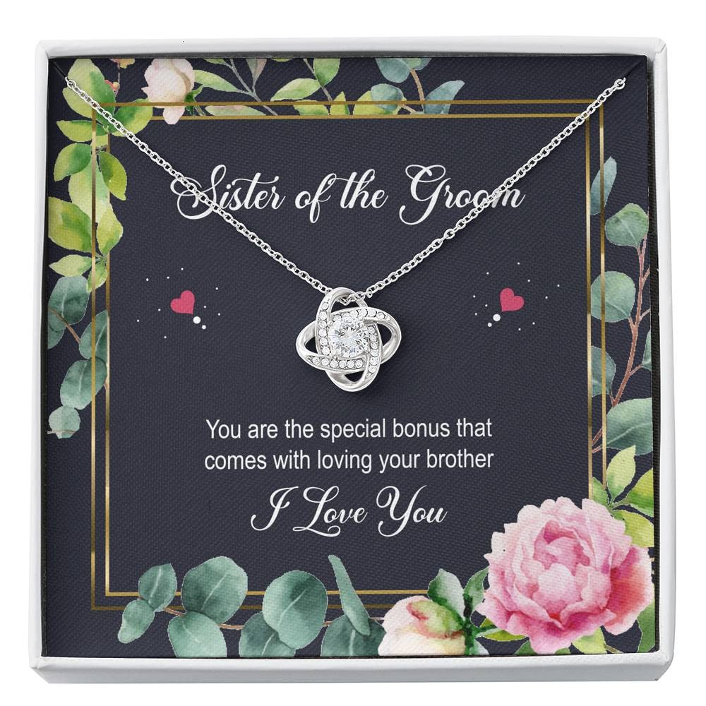 Sister of the Groom Gifts, You Are The Special Bonus, Love Knot Necklace For Women, Wedding Day Thank You Ideas From Bride