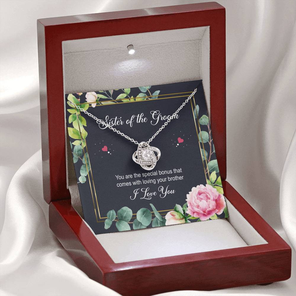 Sister of the Groom Gifts, You Are The Special Bonus, Love Knot Necklace For Women, Wedding Day Thank You Ideas From Bride