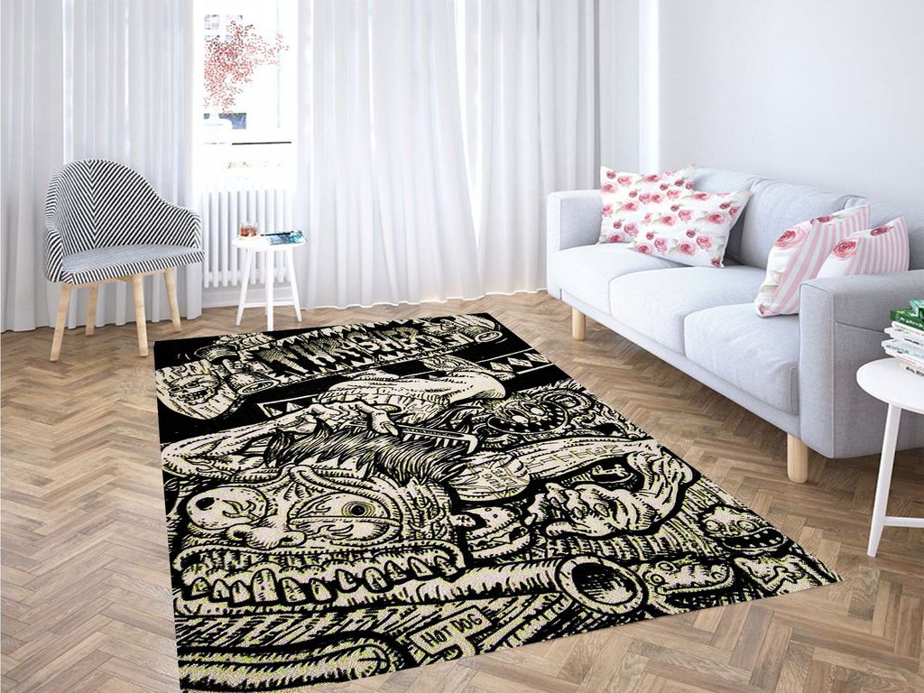 Skateboard Thrasher Living Room Modern Carpet Rectangle Rug