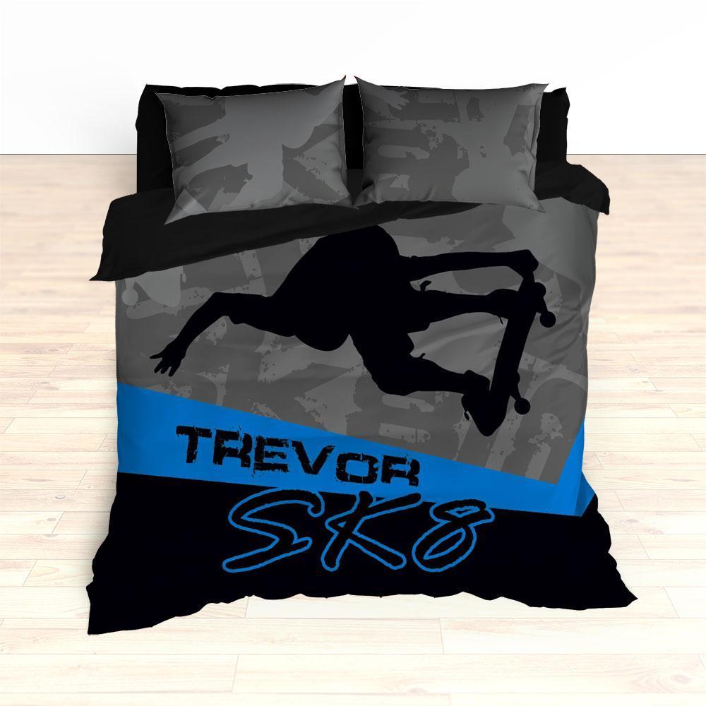 Skateboarding , Personalized Skateboard , Teen, Kids, Nursery Duvet Cover Bedding Set