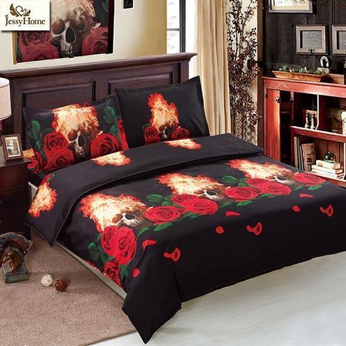 Skeleton Printed Duvet Cover Bedding Set