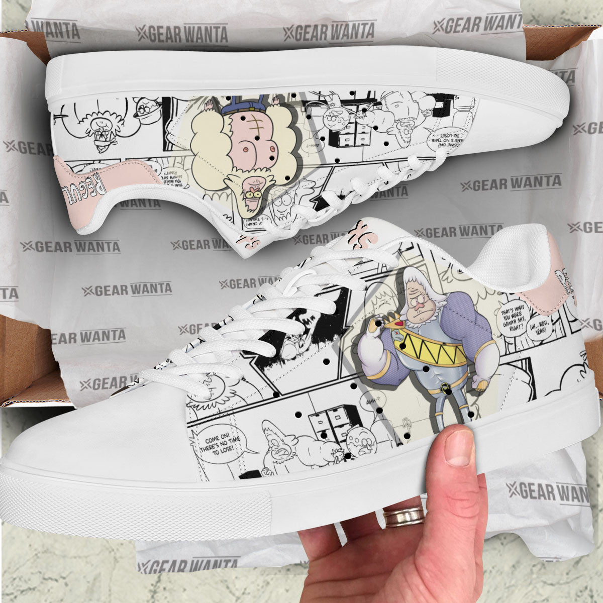 Skips Regular Show Skate Shoes Custom Comic Style