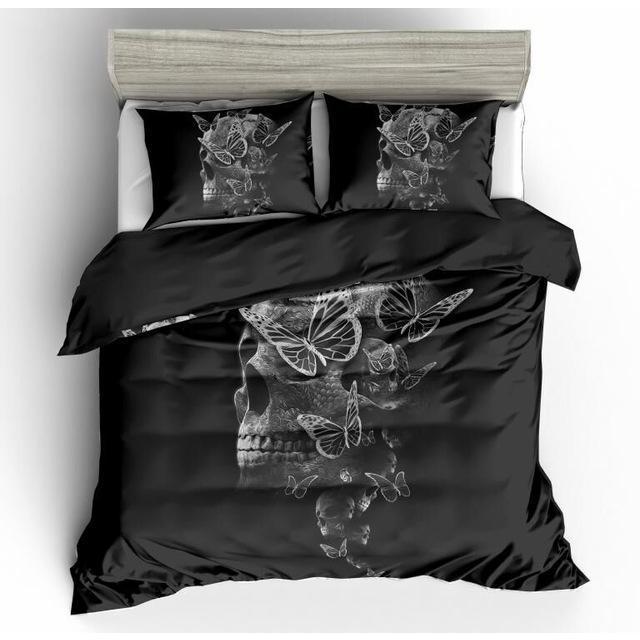 Skull And Butterfly 3D Customized Duvet Cover Bedding Set