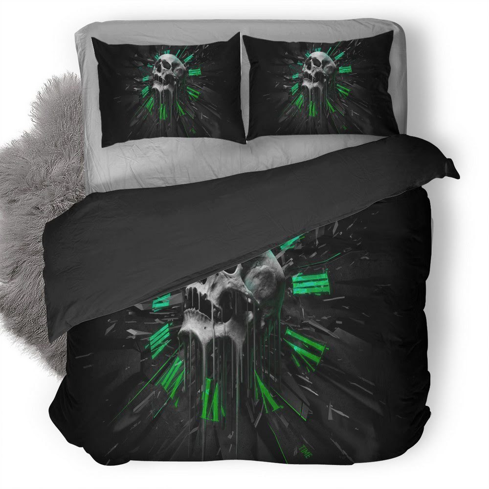 Skull Clock 3D Customized Duvet Cover Bedding Set