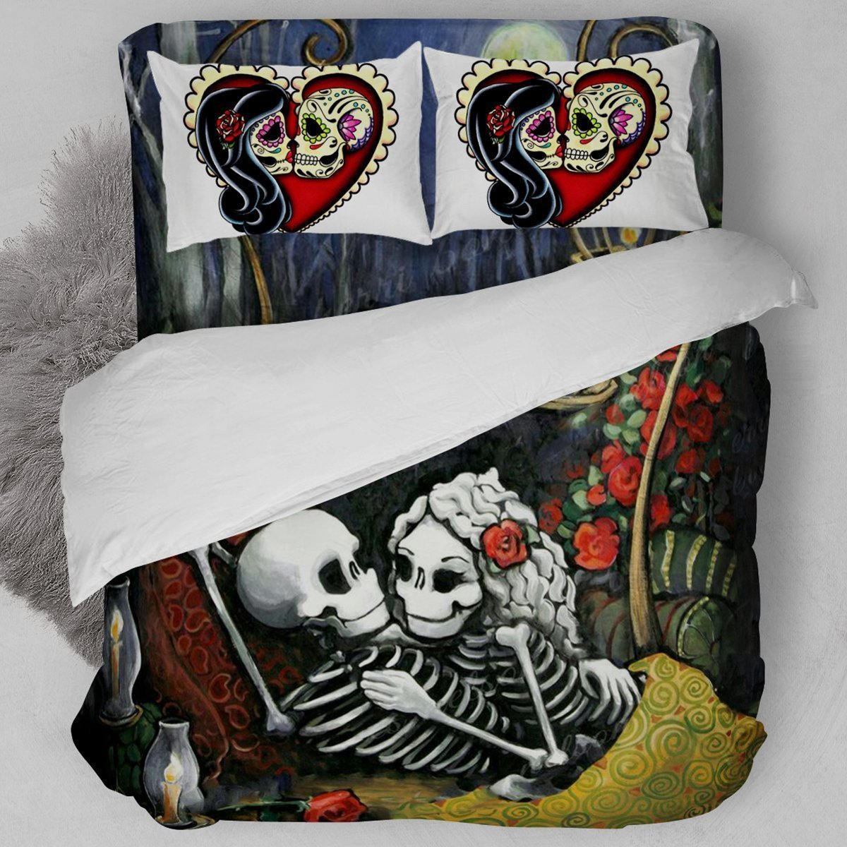 Skull Coulple Duvet Cover Bedding Set