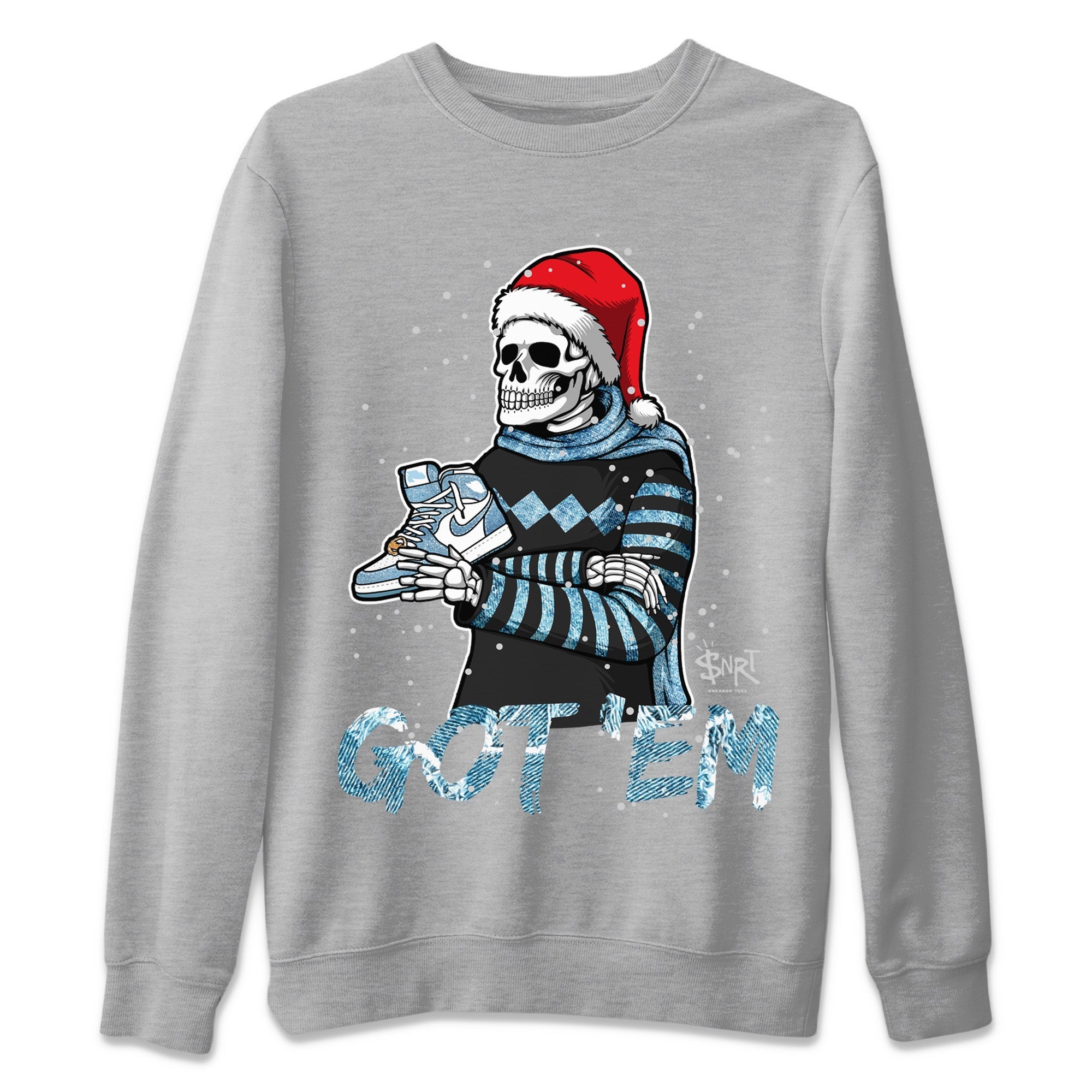 Skull Got Em Unisex Sweater – Air Jordan 1 Denim, Sneakers Matching Sweater