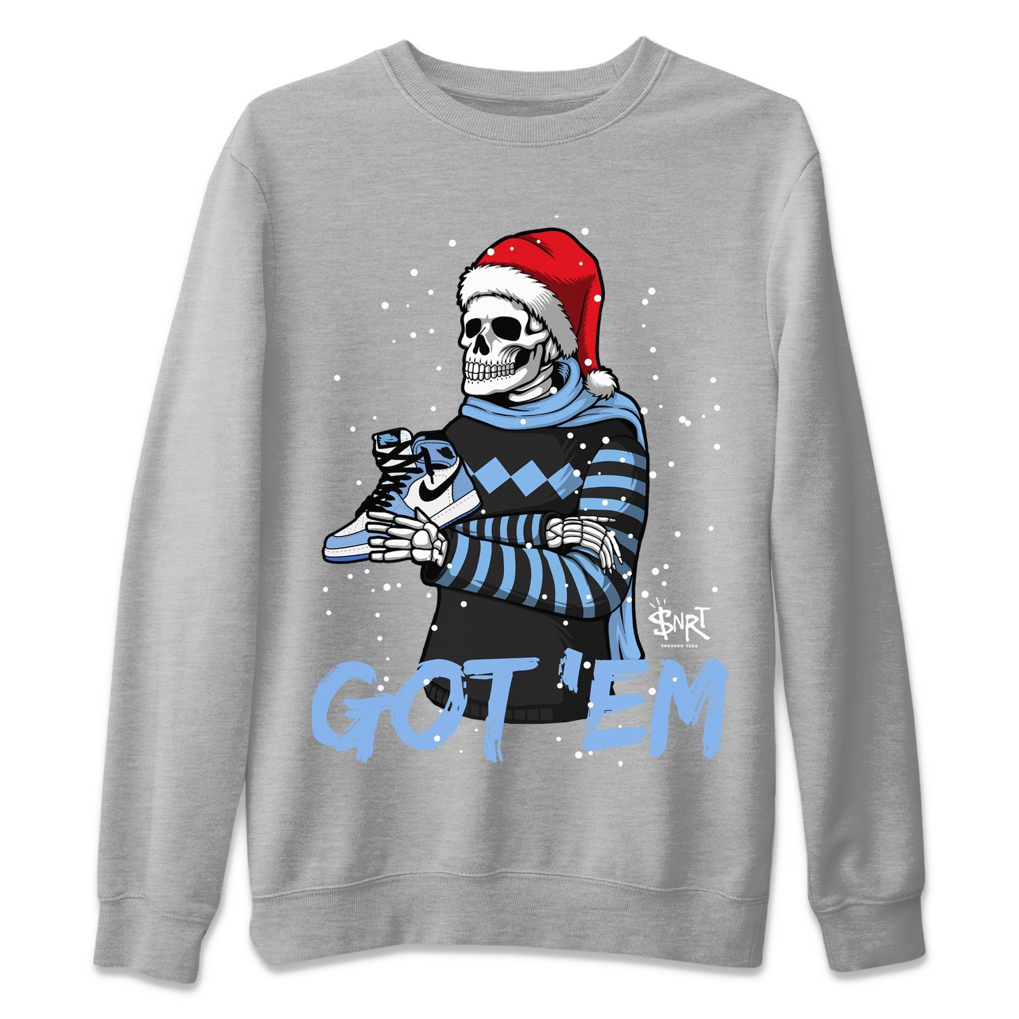 Skull Got Em Unisex Sweater – Air Jordan 1 University Blue, Sneakers Matching Sweater
