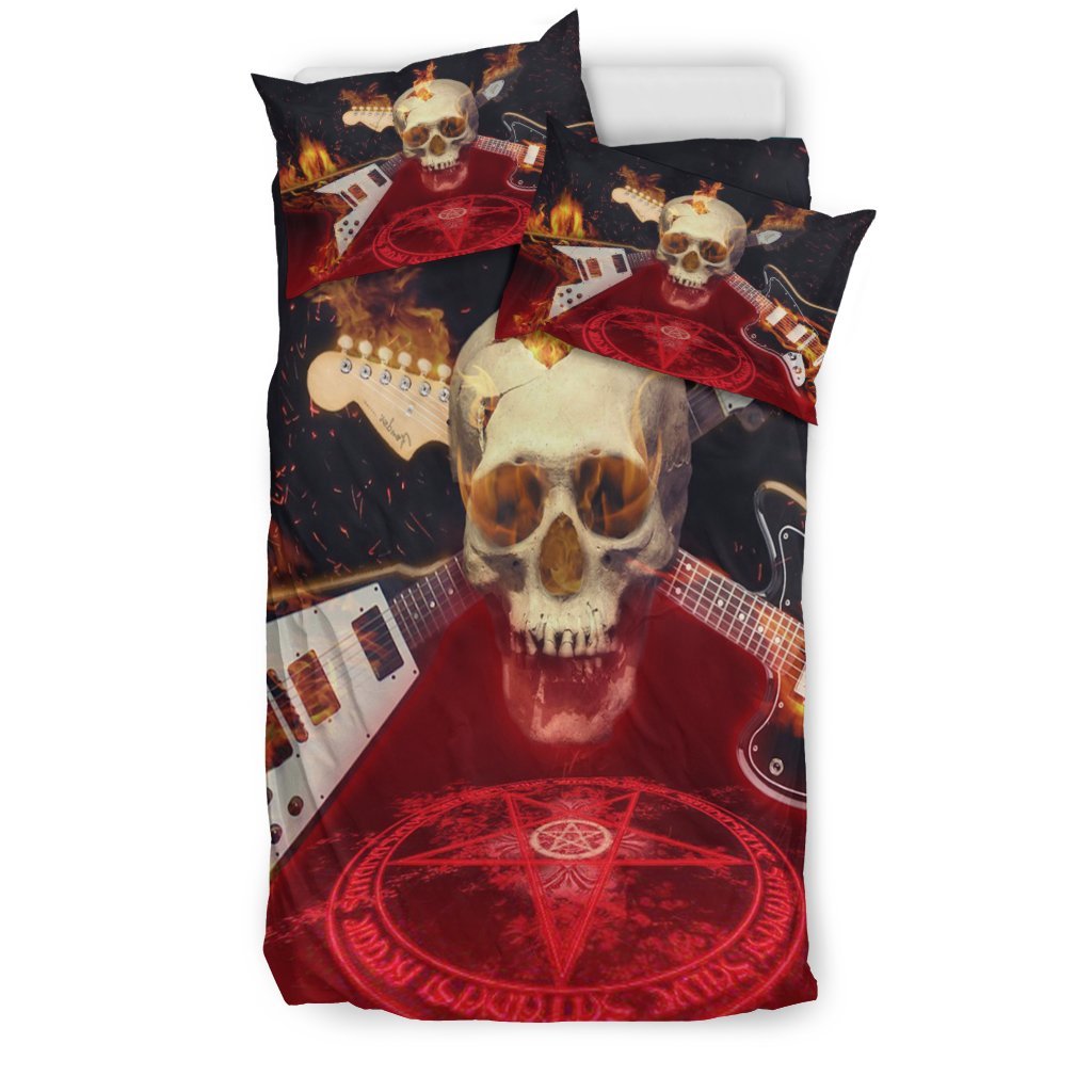 Skull Guitar 3D Customized Duvet Cover Bedding Set