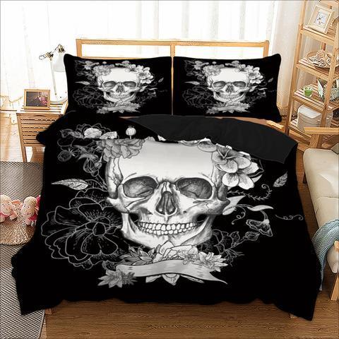 Skull In Flowers Custom 3D Customized Duvet Cover Bedding Set