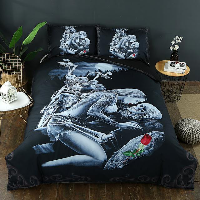 Skull Kiss New3D Customized Duvet Cover Bedding Set