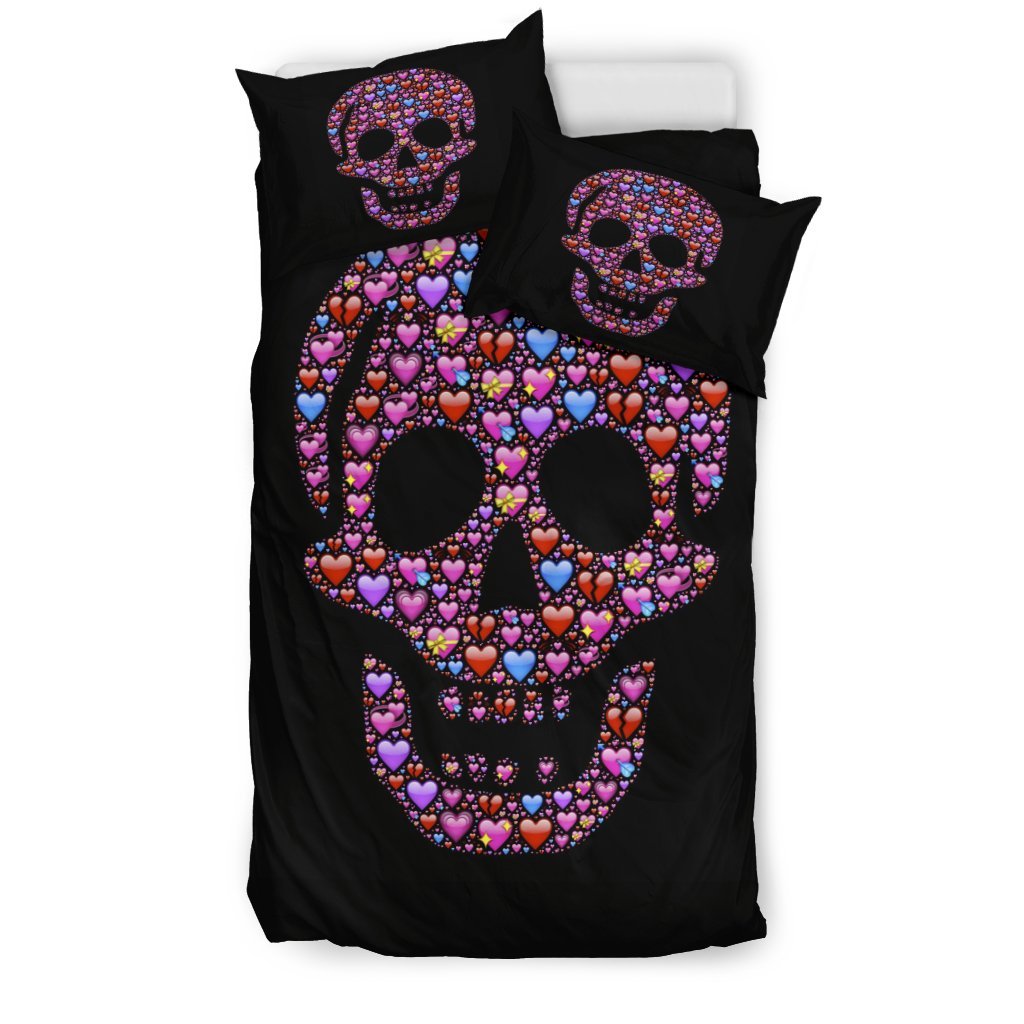 Skull Valentines Heart 3D Customized Duvet Cover Bedding Set