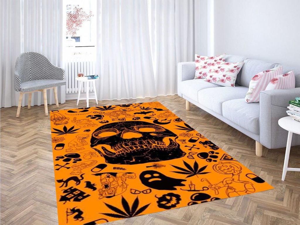 Skull Wallpaper Living Room Modern Carpet Rectangle Rug