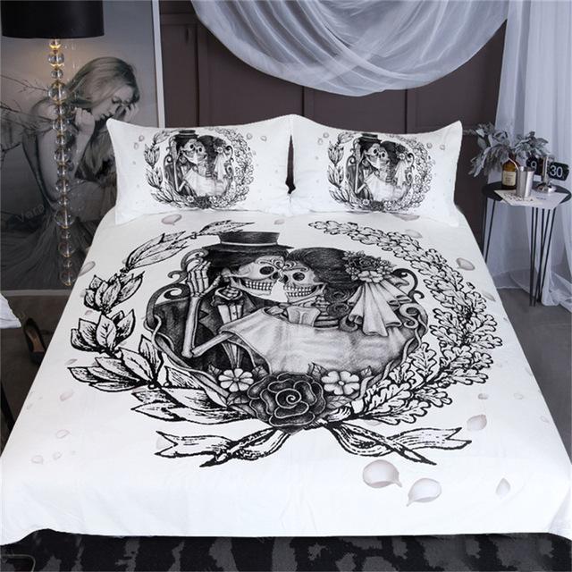 Skull Wedding Dress Duvet Cover Bedding Set