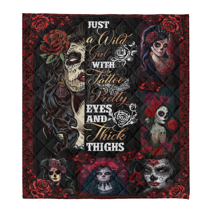 Skull Wild Girl Fleece Blanket