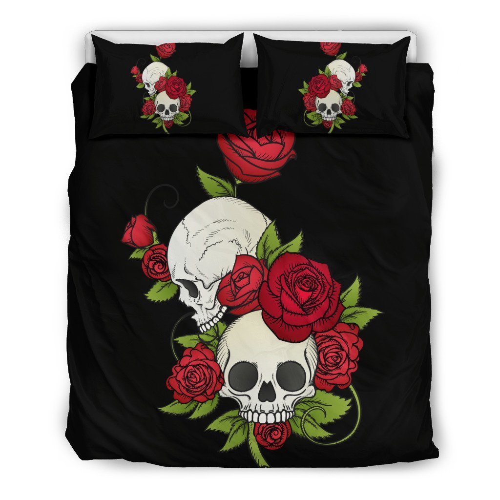 Skulls And Roses 3D Customized Duvet Cover Bedding Set