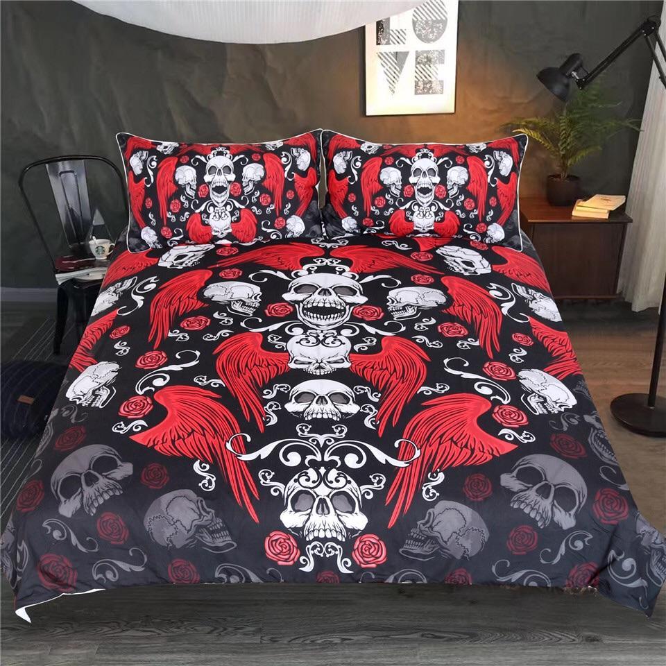 Skulls With Wings 3D Customized Duvet Cover Bedding Set
