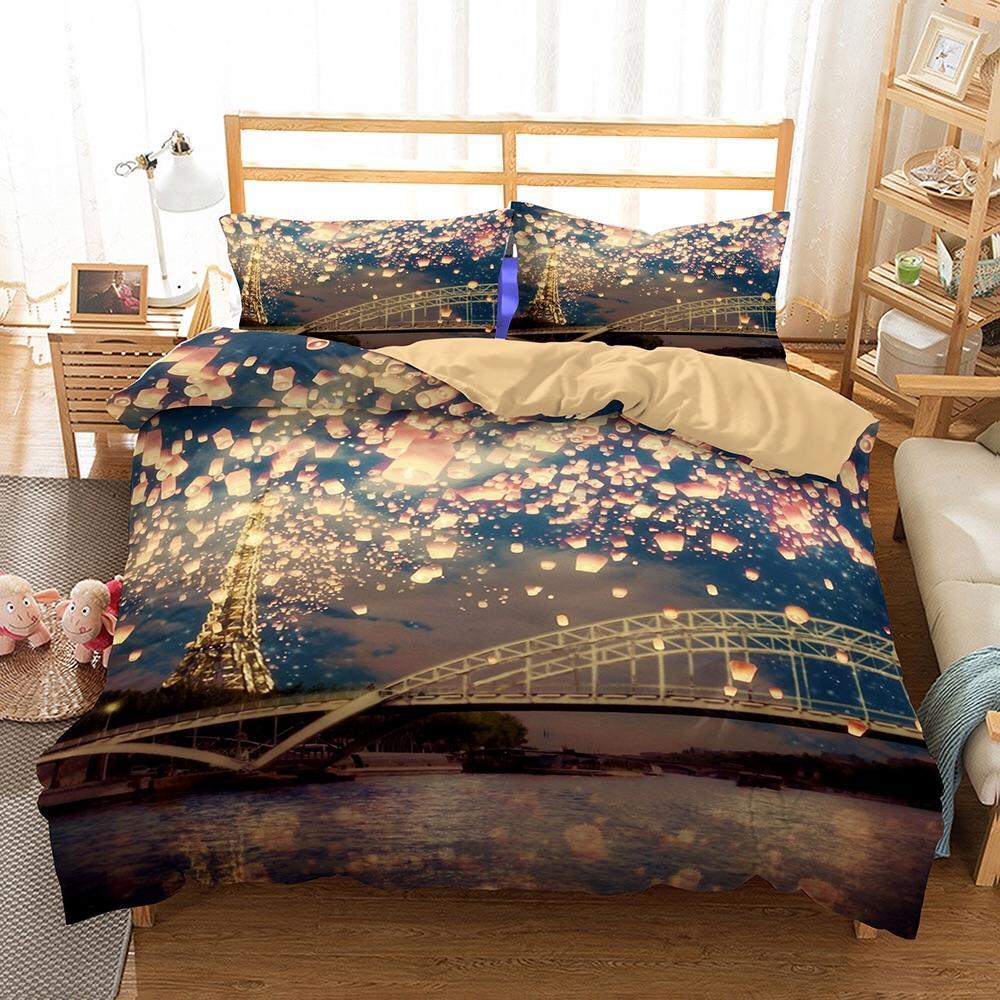 Sky Lanterns In Paris 3D Customized Duvet Cover Bedding Set