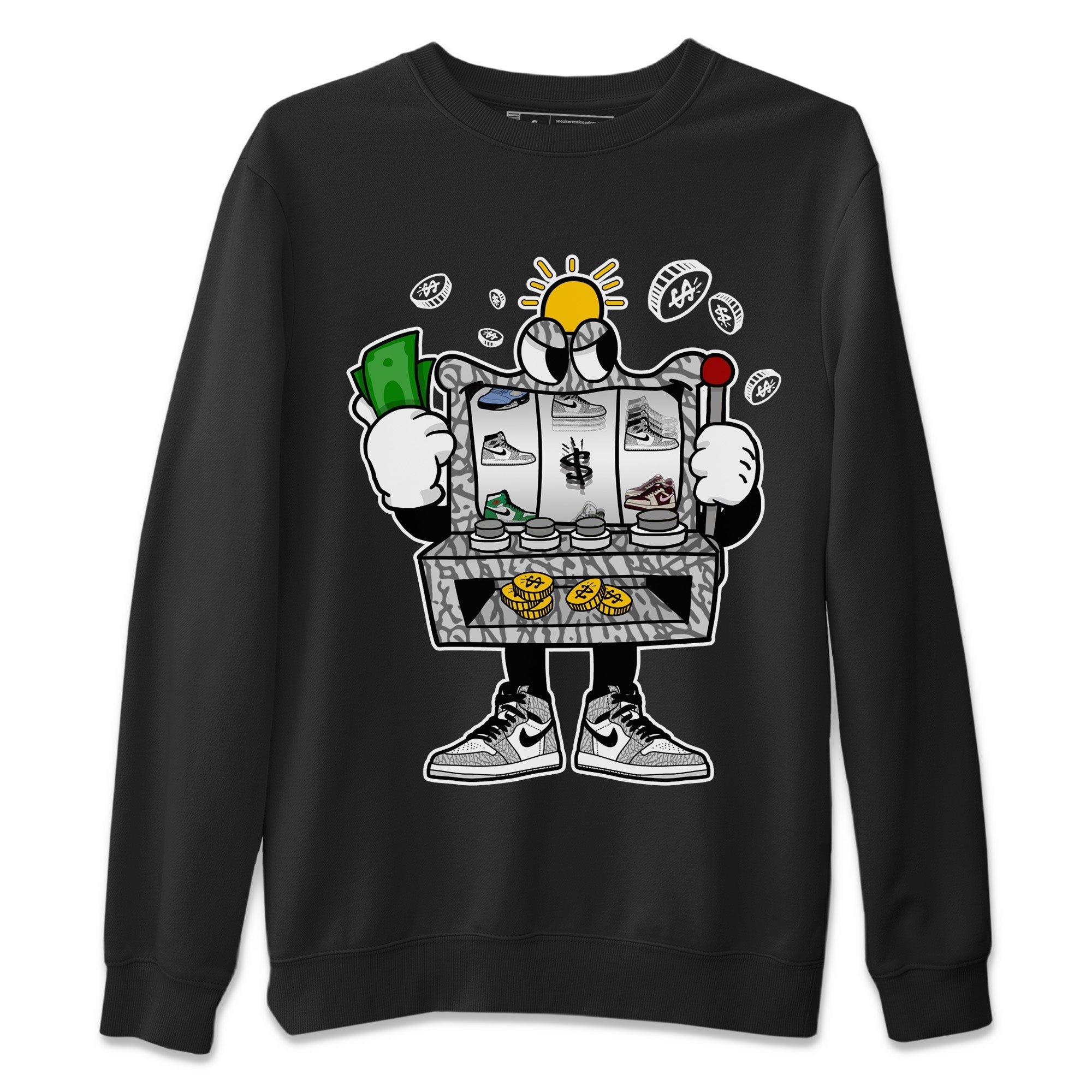 Slot Machine Unisex Sweater – Air Jordan 1 White Cement, Sneakers Matching Sweater