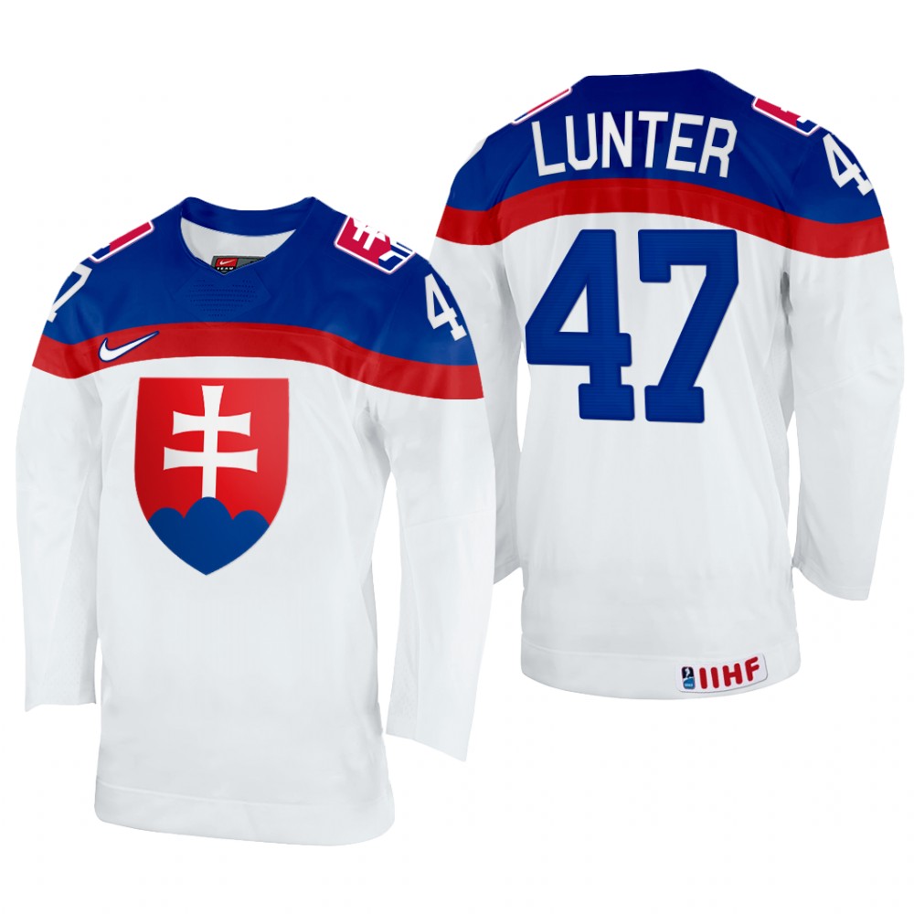 Slovakia Mario Lunter 2022 IIHF World Championship White #47 Jersey Home